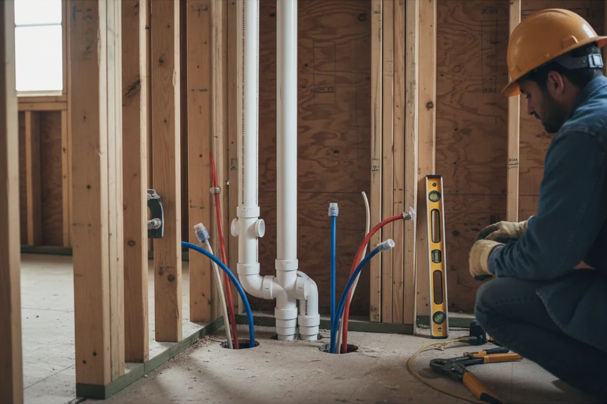 Drain and supply rough-in during Leak Detection in Clarksville