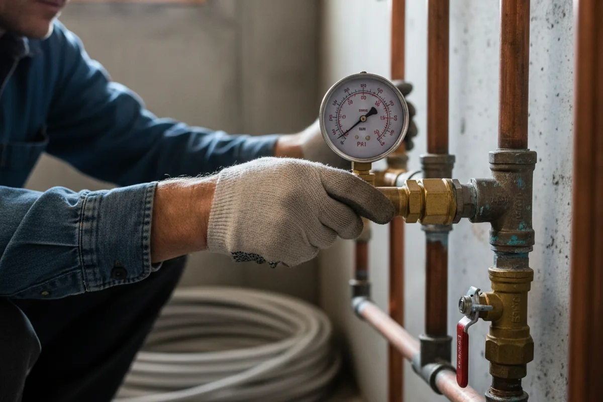 Pressure testing a repaired line during Water Line Repair in Clarksville